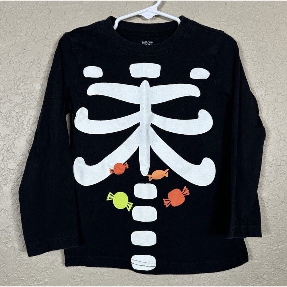 Carter’s Just One You Skeleton Candy Xray Black Halloween LS T-Shirt Toddler 3T